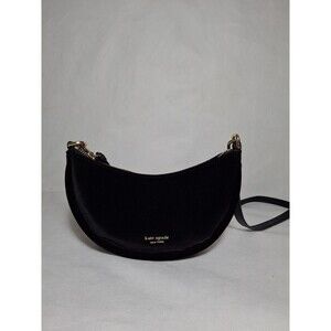 Kate Spade Smile Velvet Small Crossbody Black MISSING CHAIN STRAP Party Cute Bag